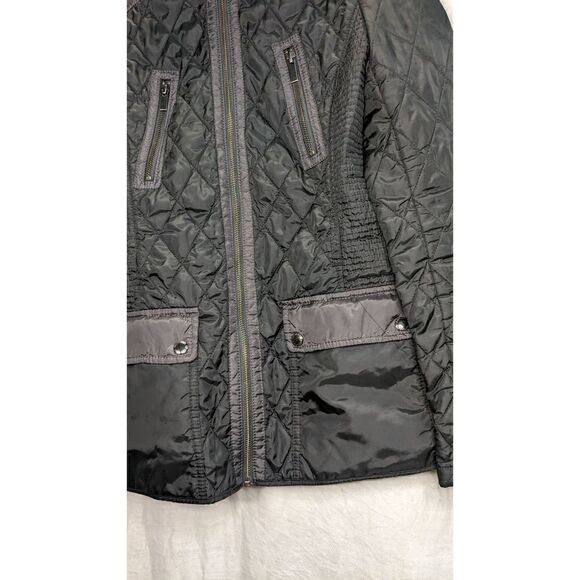 Banana Republic Quilted Moto Coat Jacket Belted Neck Ribbing XS - Picture 3 of 12